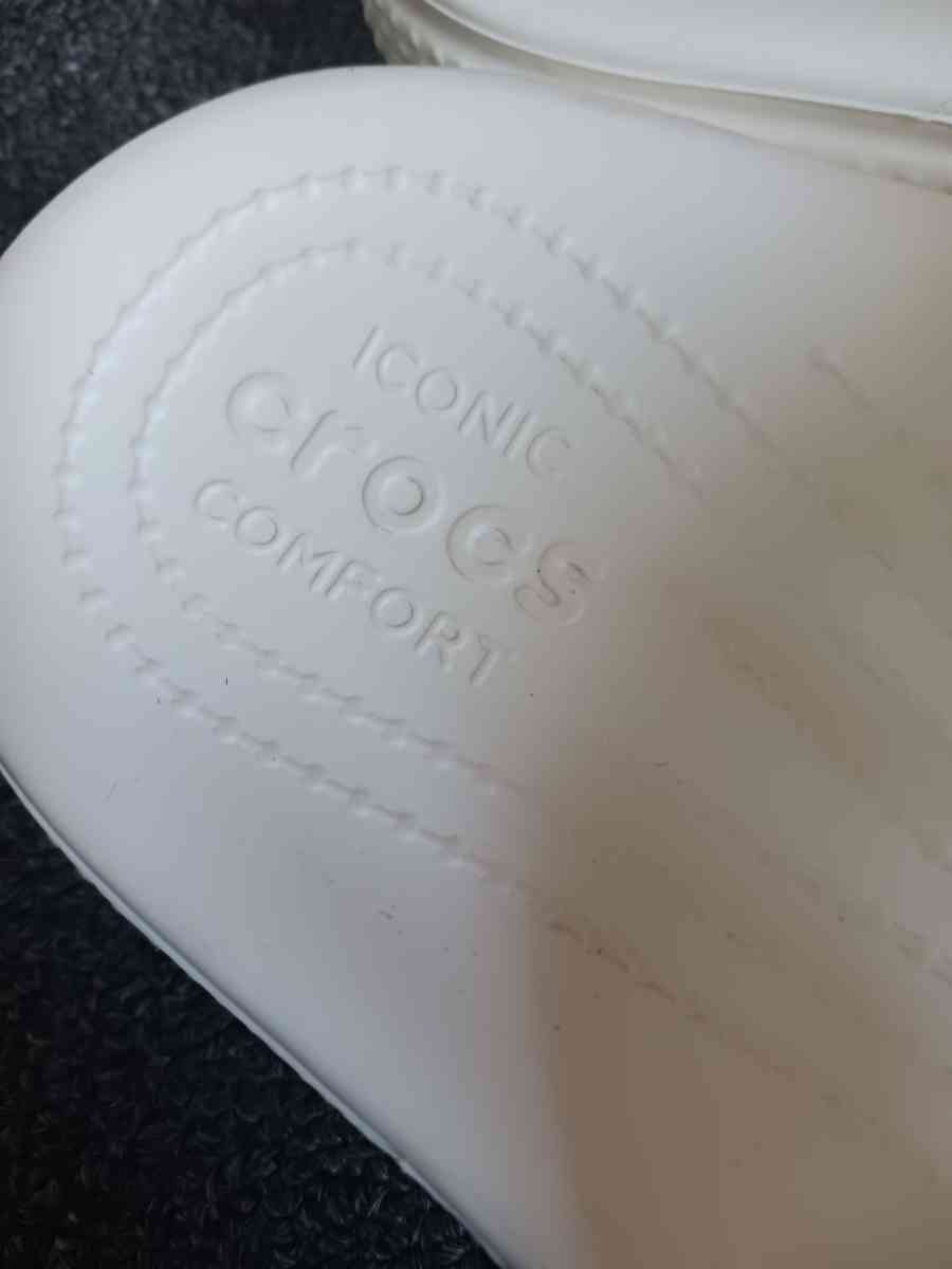 Crocs in White Splatter Paint Design - Arverne, New York - FleaMarketBay