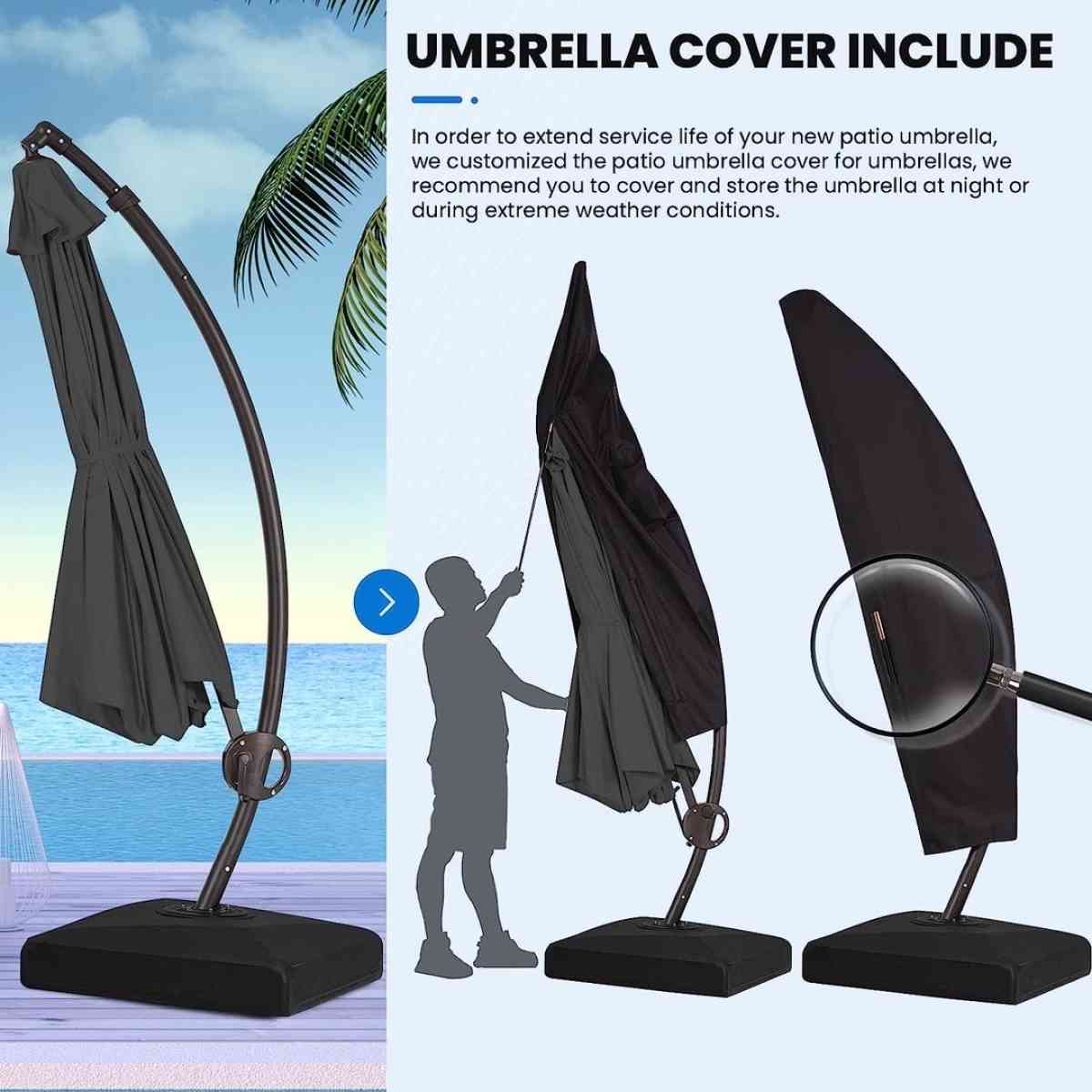 10FT Curvy Cantilever Patio Umbrella Large Outdoor Umbrellas - Claremont, California - FleaMarketBay
