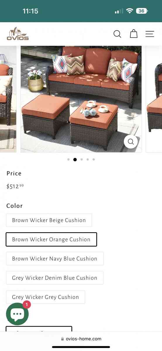 Outdoor Couch 3Piece with Ottoman Kenard Curved Handres - Claremont, California - FleaMarketBay