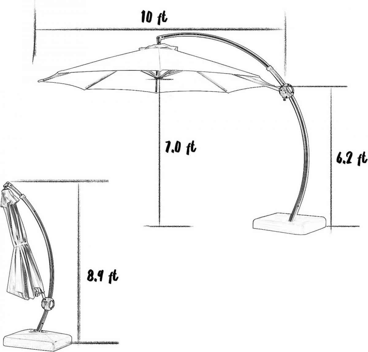 10FT Curvy Cantilever Patio Umbrella Large Outdoor Umbrellas - Claremont, California - FleaMarketBay