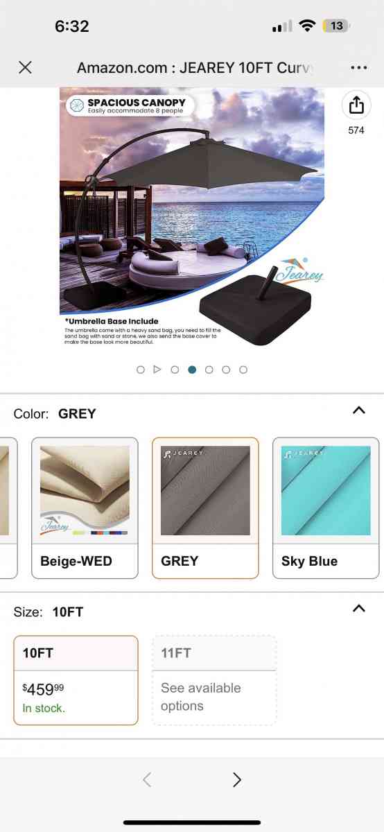 10FT Curvy Cantilever Patio Umbrella Large Outdoor Umbrellas - Claremont, California - FleaMarketBay