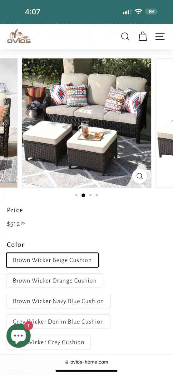 Outdoor Couch 3Piece with Ottoman Kenard Curved Handres - Claremont, California - FleaMarketBay