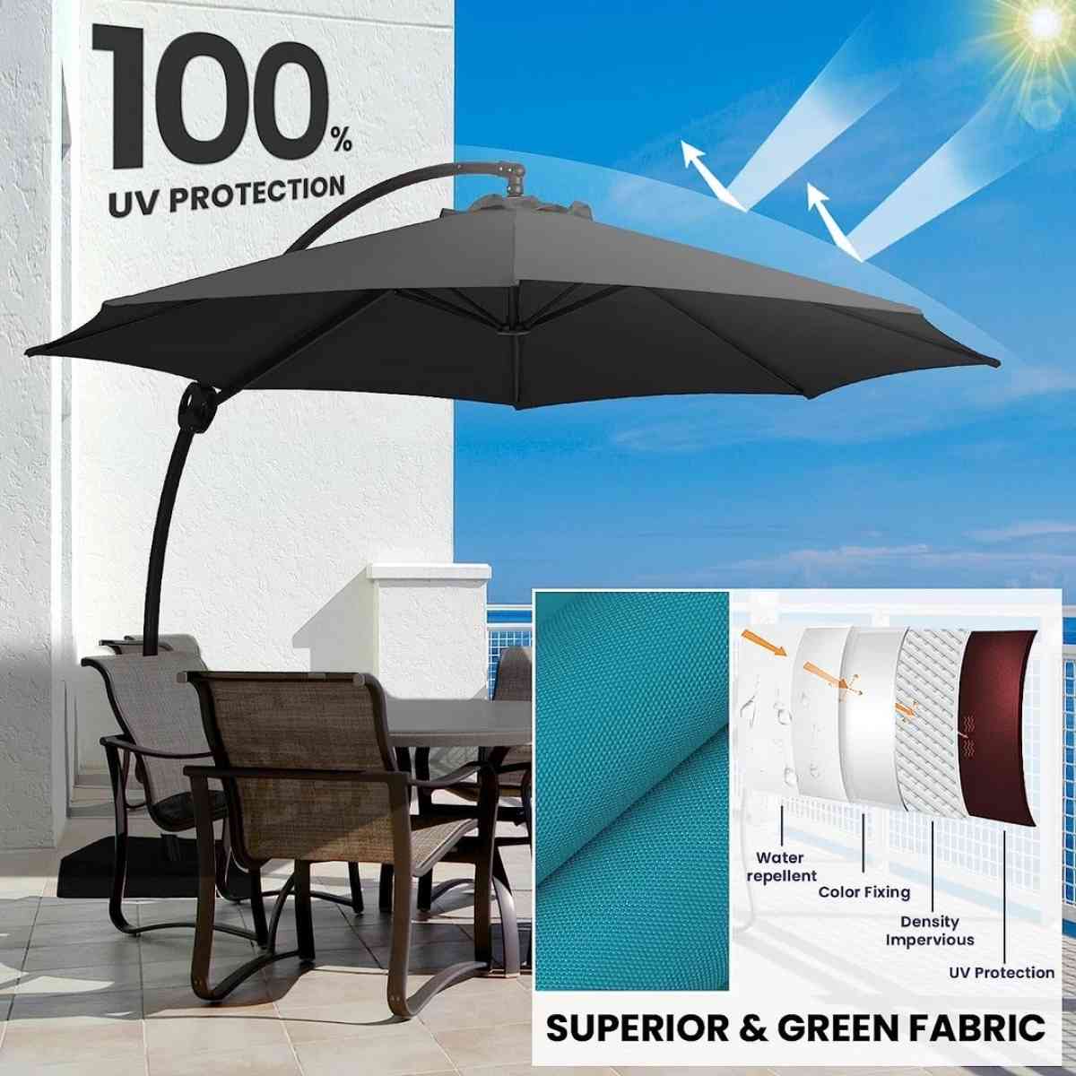 10FT Curvy Cantilever Patio Umbrella Large Outdoor Umbrellas - Claremont, California - FleaMarketBay