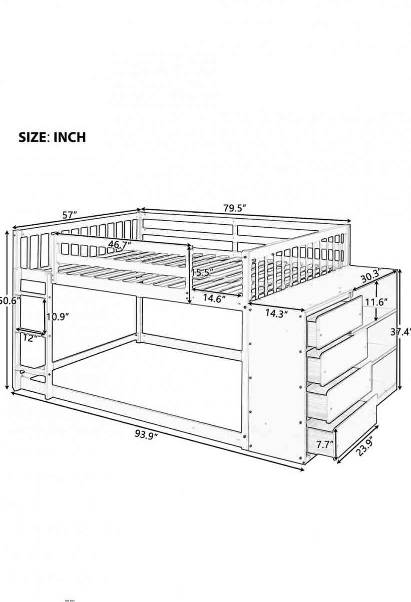 full over full bunk bed with storage dresser - Brooklyn, New York - FleaMarketBay