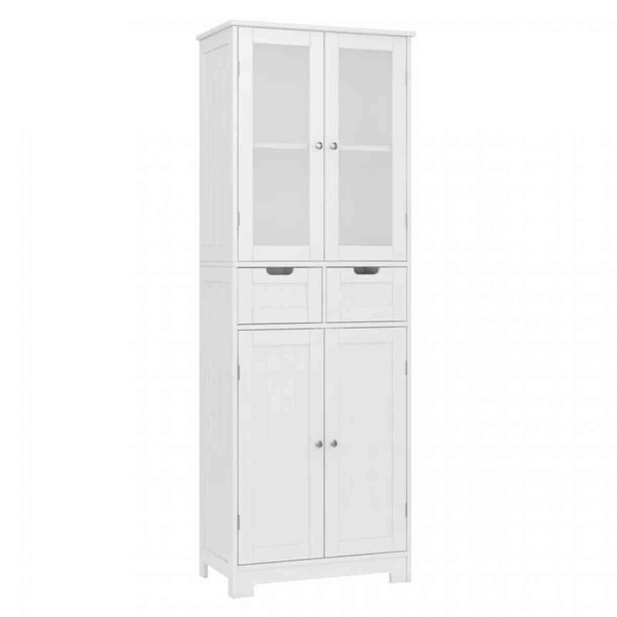 4 Doors Linen Storage Cabinet 3Tier Wood Tall Cabinet Cupboa - Chino Hills, California - FleaMarketBay