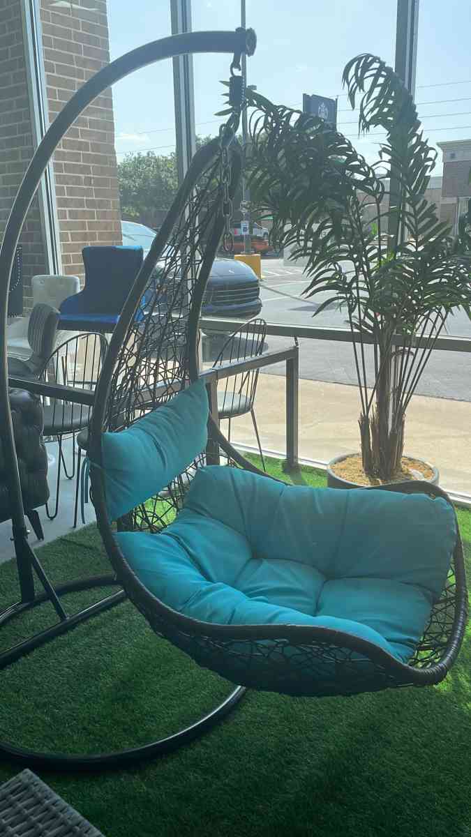 Egg chair for patio sectional with blue cushions  we have de - Houston, Texas - FleaMarketBay