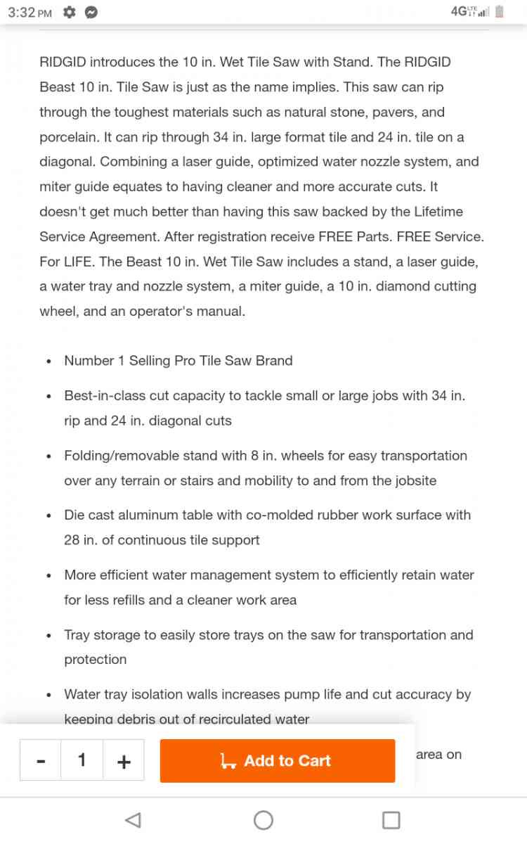 Rigid Tile Saw - Petersburg, Pennsylvania - FleaMarketBay