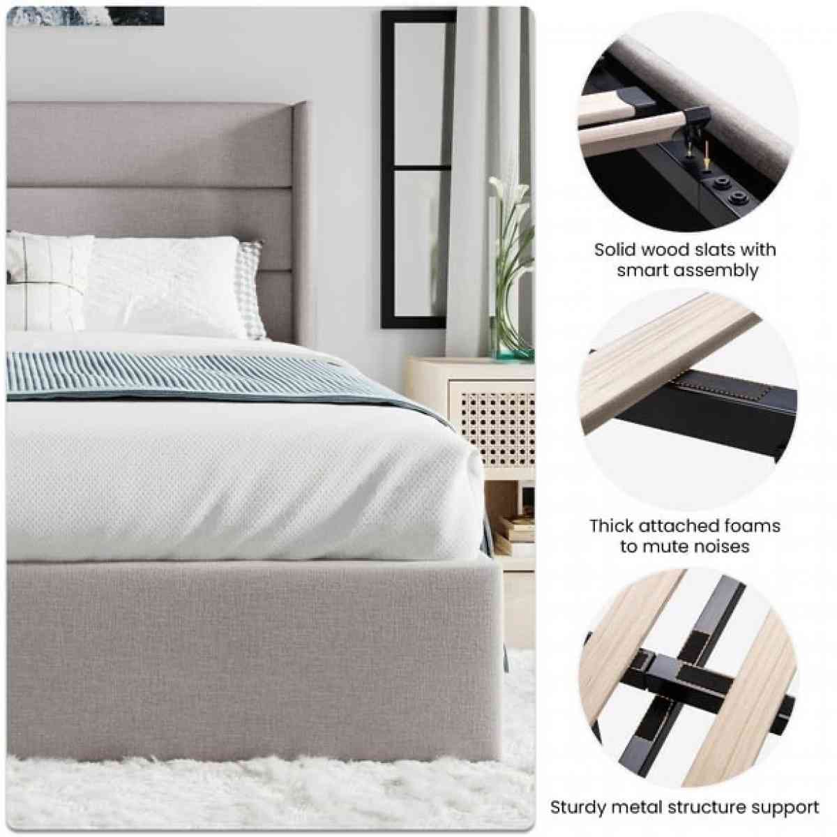 full Size120Full Size Lift Up Platform Bed Frame with Uphols - Claremont, California - FleaMarketBay