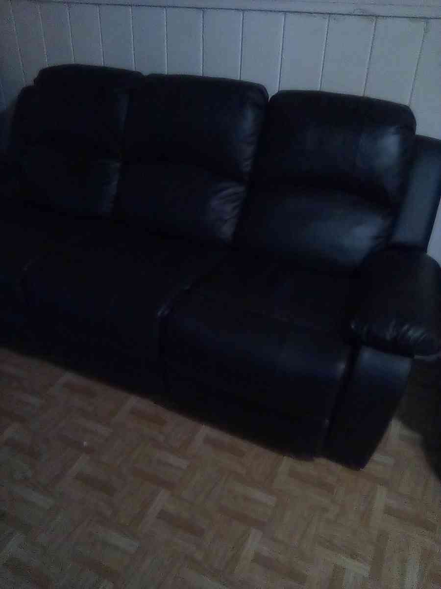 3 piece black leather recliner sofa set - Houston, Texas - FleaMarketBay