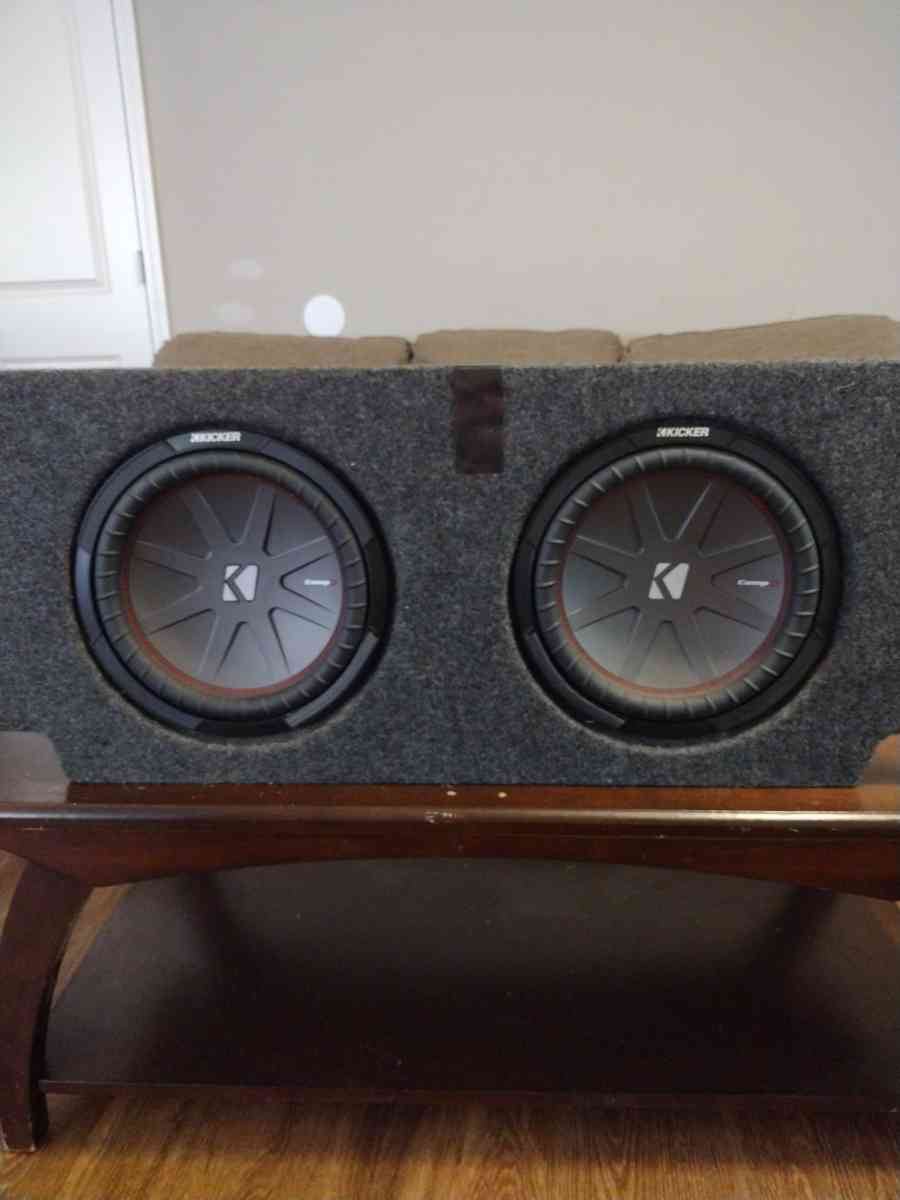 2 12 kicker comp R subwoofers in custom box - Springfield, Missouri - FleaMarketBay