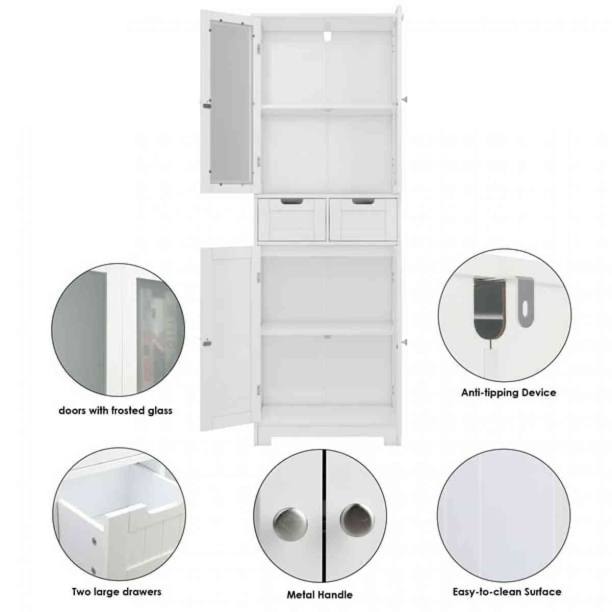 4 Doors Linen Storage Cabinet 3Tier Wood Tall Cabinet Cupboa - Chino Hills, California - FleaMarketBay