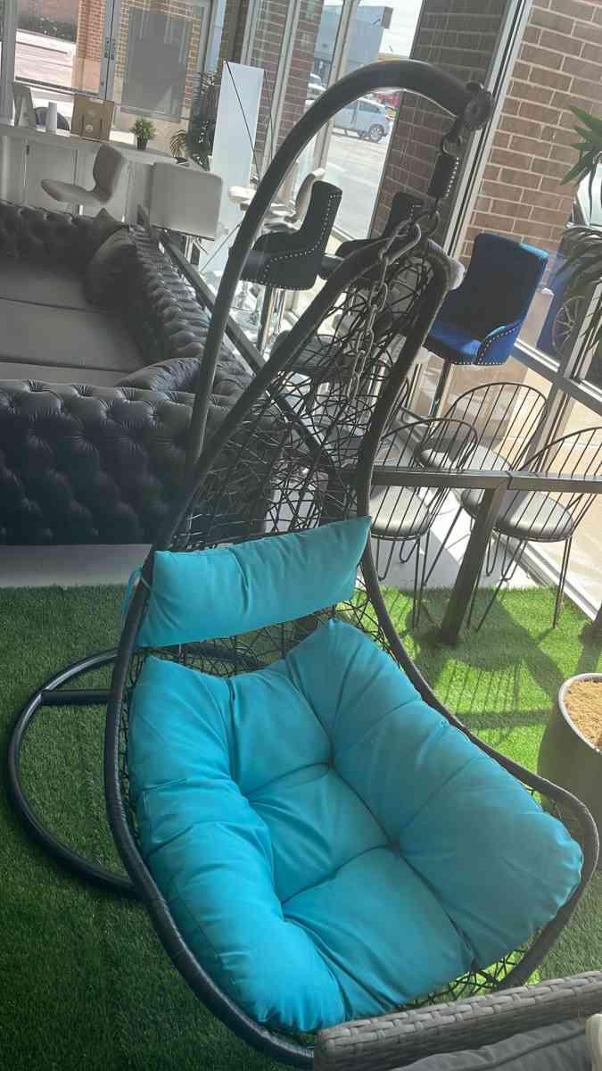 Egg chair for patio sectional with blue cushions  we have de - Houston, Texas