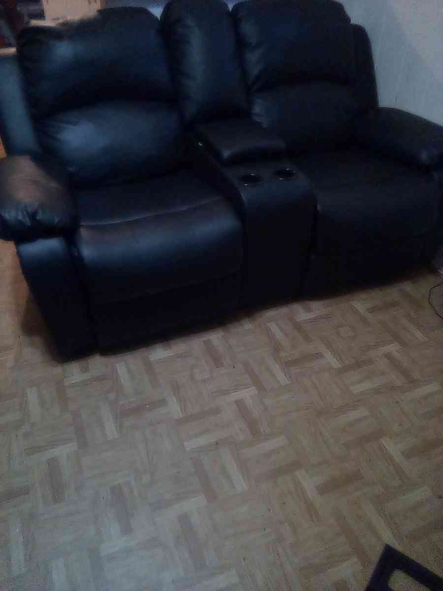 3 piece black leather recliner sofa set - Houston, Texas - FleaMarketBay