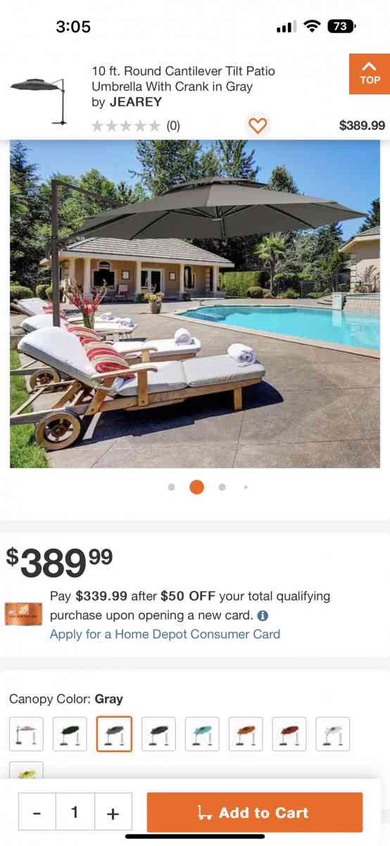 10FT Round Cantilever Patio Umbrella Double Top Roating Outd - Claremont, California - FleaMarketBay