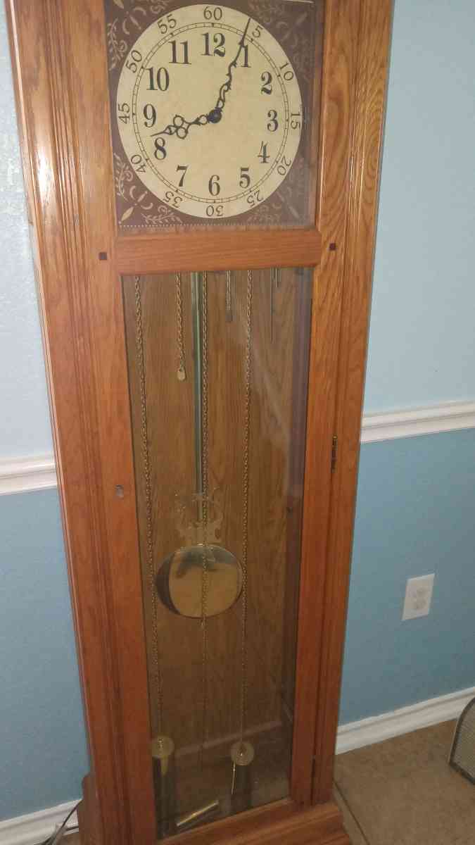 Ridgeway Grandfather Clock Oak Wood Furniture Collectible
