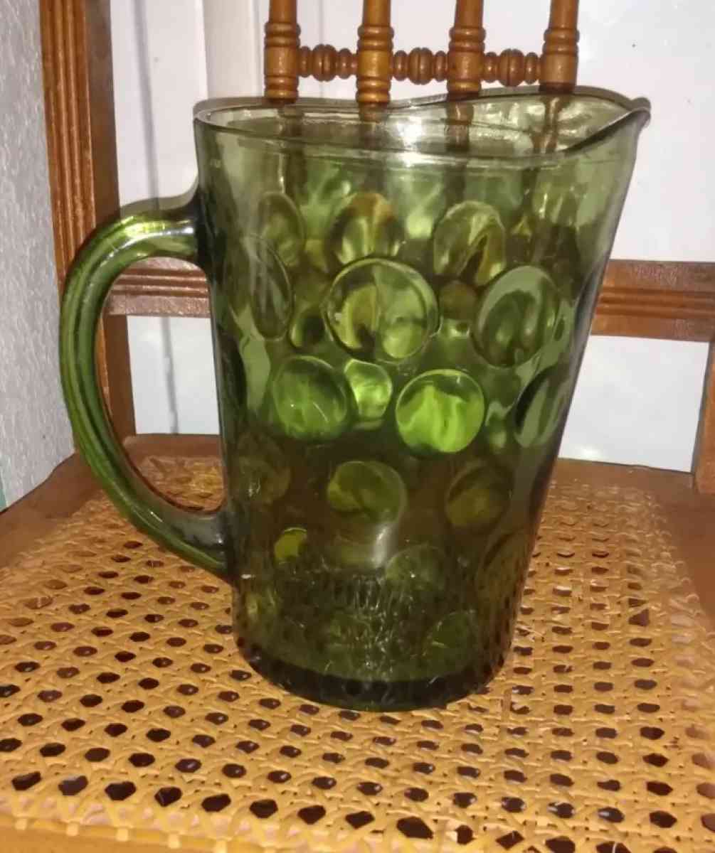 vintage hazel Atlas Green pitcher - Houston, Texas