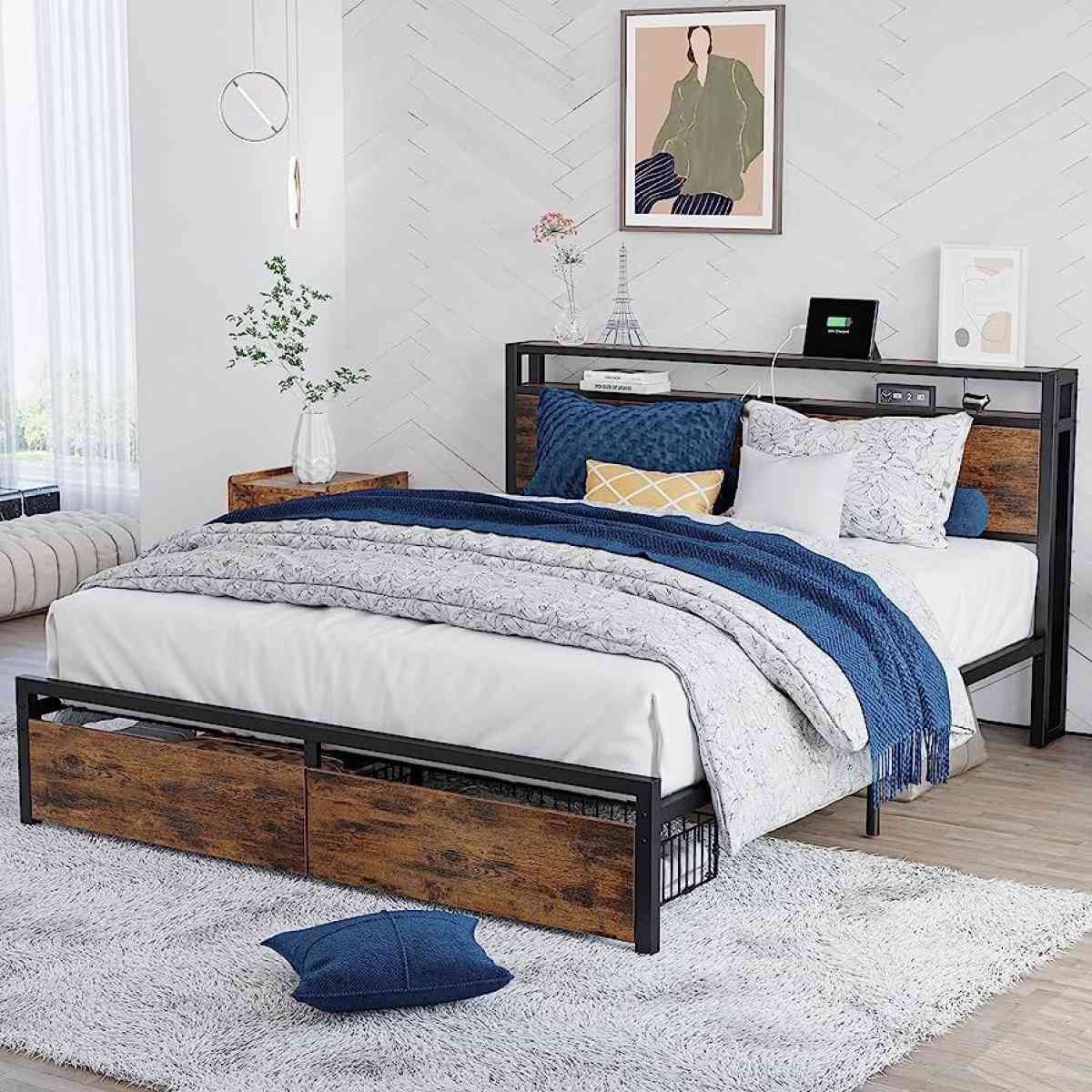 Full Size Bed Frame with Storage Drawers Platform Bed with H - Claremont, California
