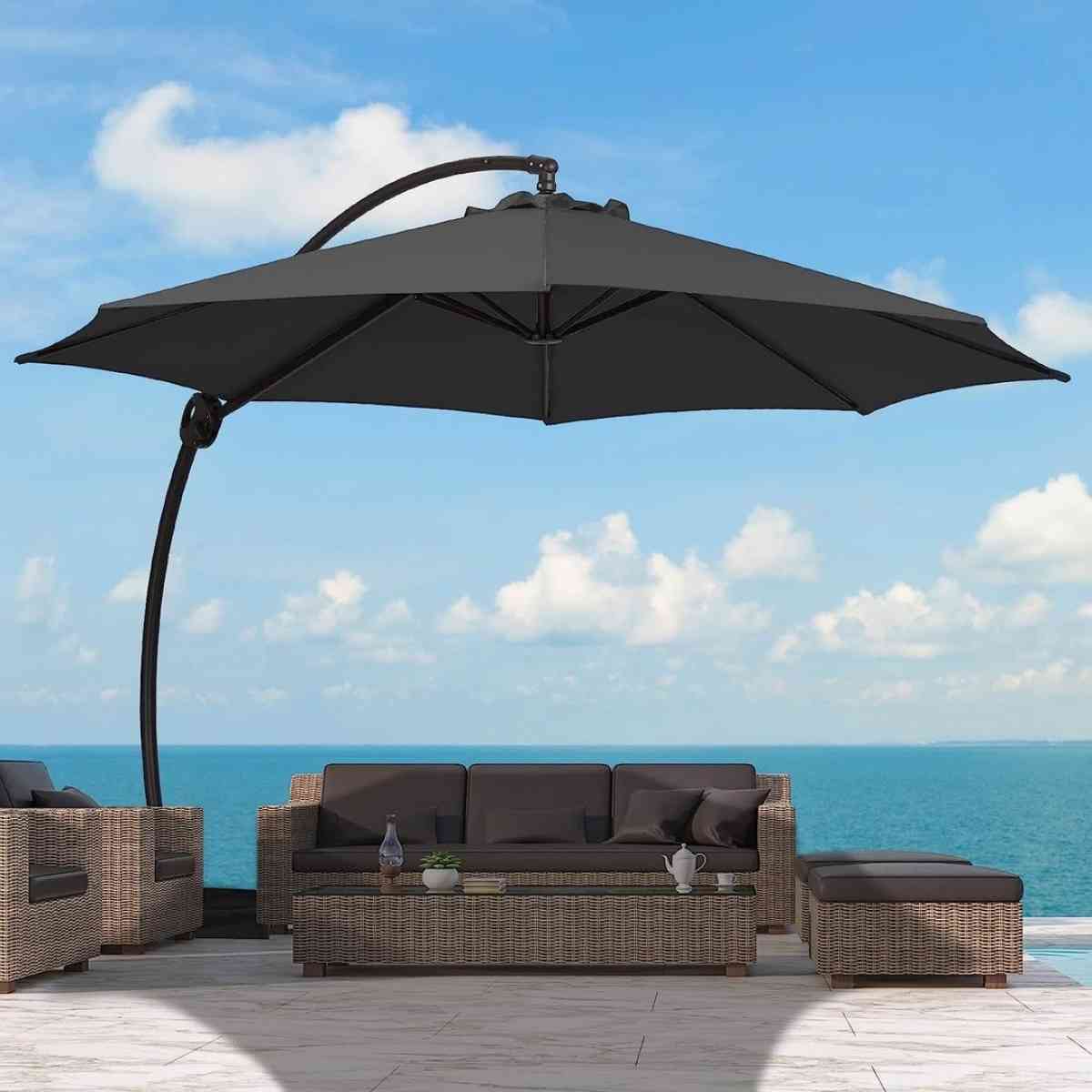 10FT Curvy Cantilever Patio Umbrella Large Outdoor Umbrellas - Claremont, California