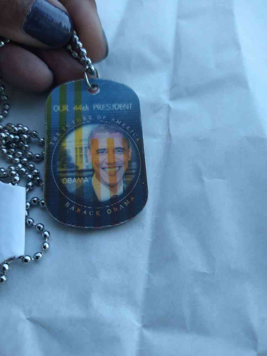 Barack Obama American Flag Dog Tag Style Necklace - Garland, Texas - FleaMarketBay