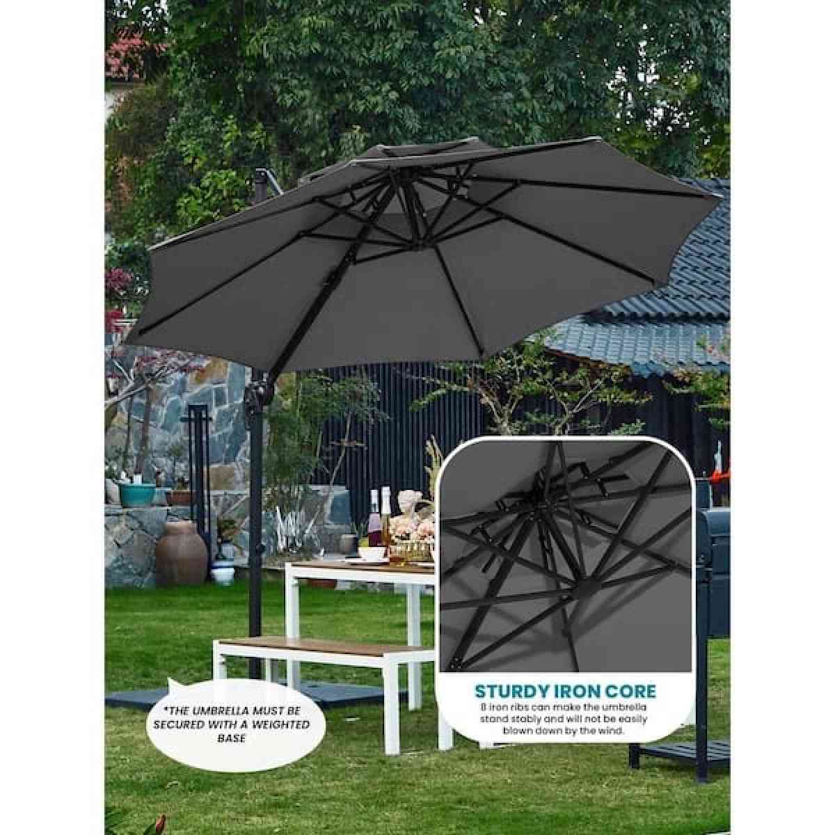 10FT Round Cantilever Patio Umbrella Double Top Roating Outd - Claremont, California