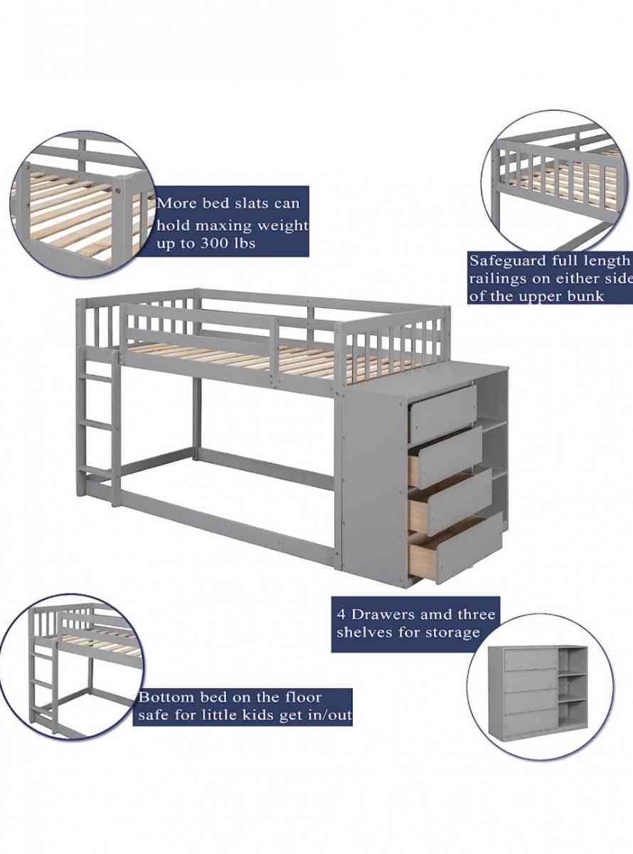 full over full bunk bed with storage dresser - Brooklyn, New York - FleaMarketBay