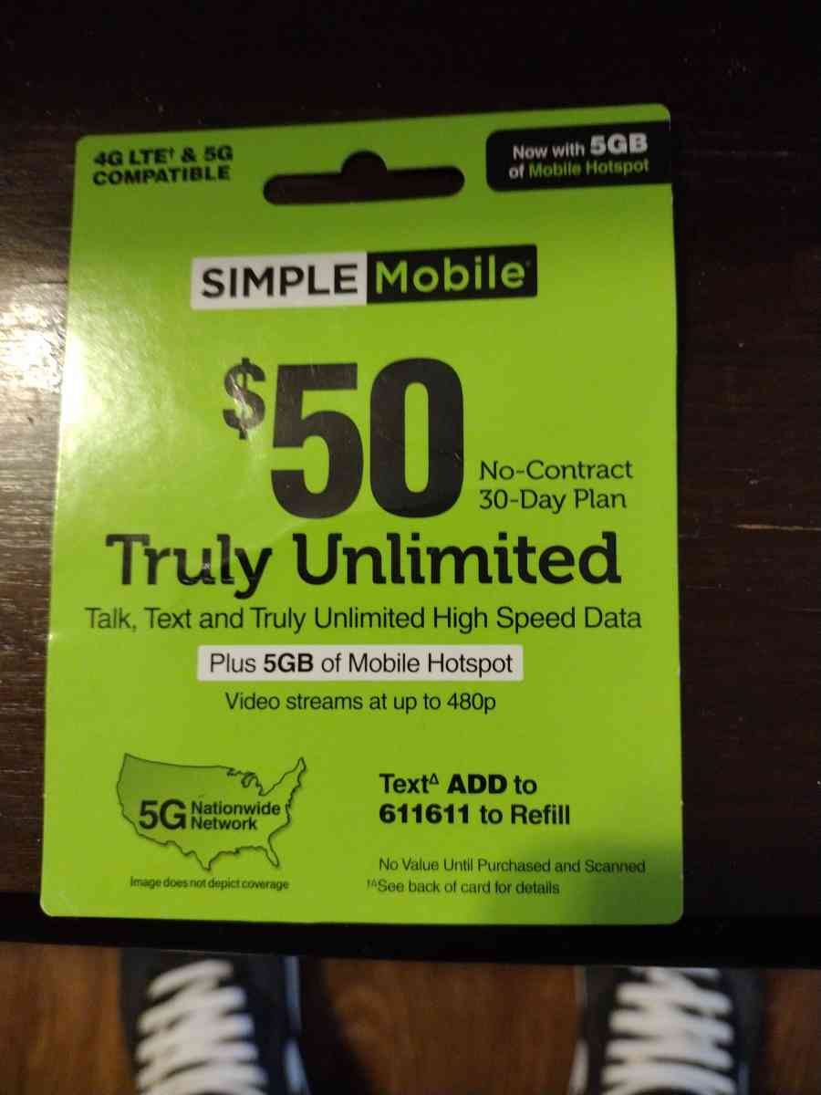 new 50 dollar simple mobile service card - Springfield, Missouri