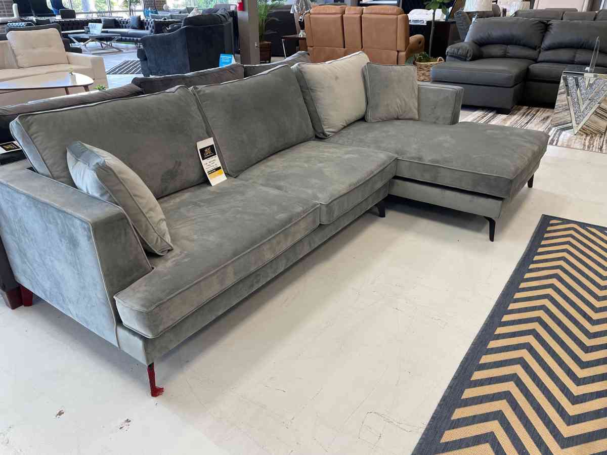 SPECIAL PRICE ON THIS MONTHTIKA GRAY VELVET SECTIONAL BRAND - Houston, Texas - FleaMarketBay