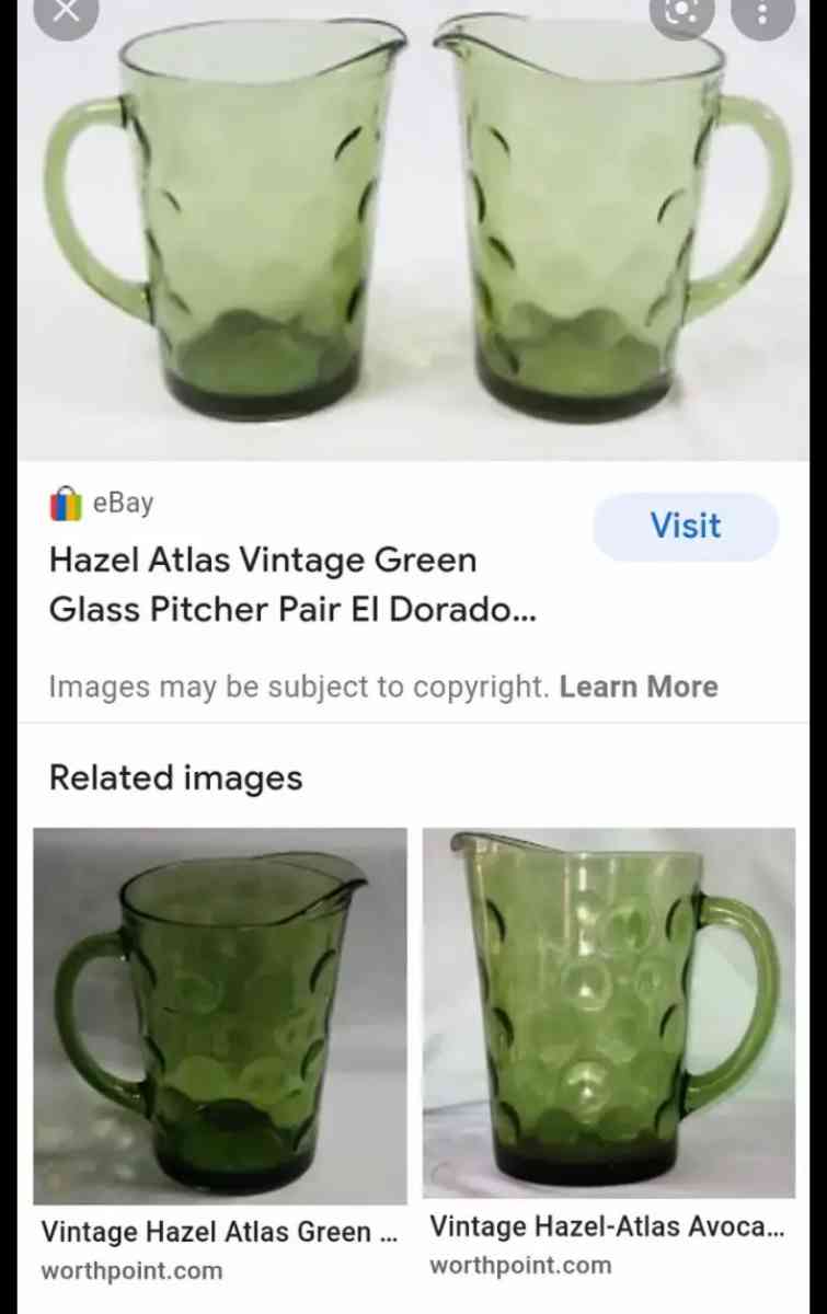 vintage hazel Atlas Green pitcher - Houston, Texas - FleaMarketBay