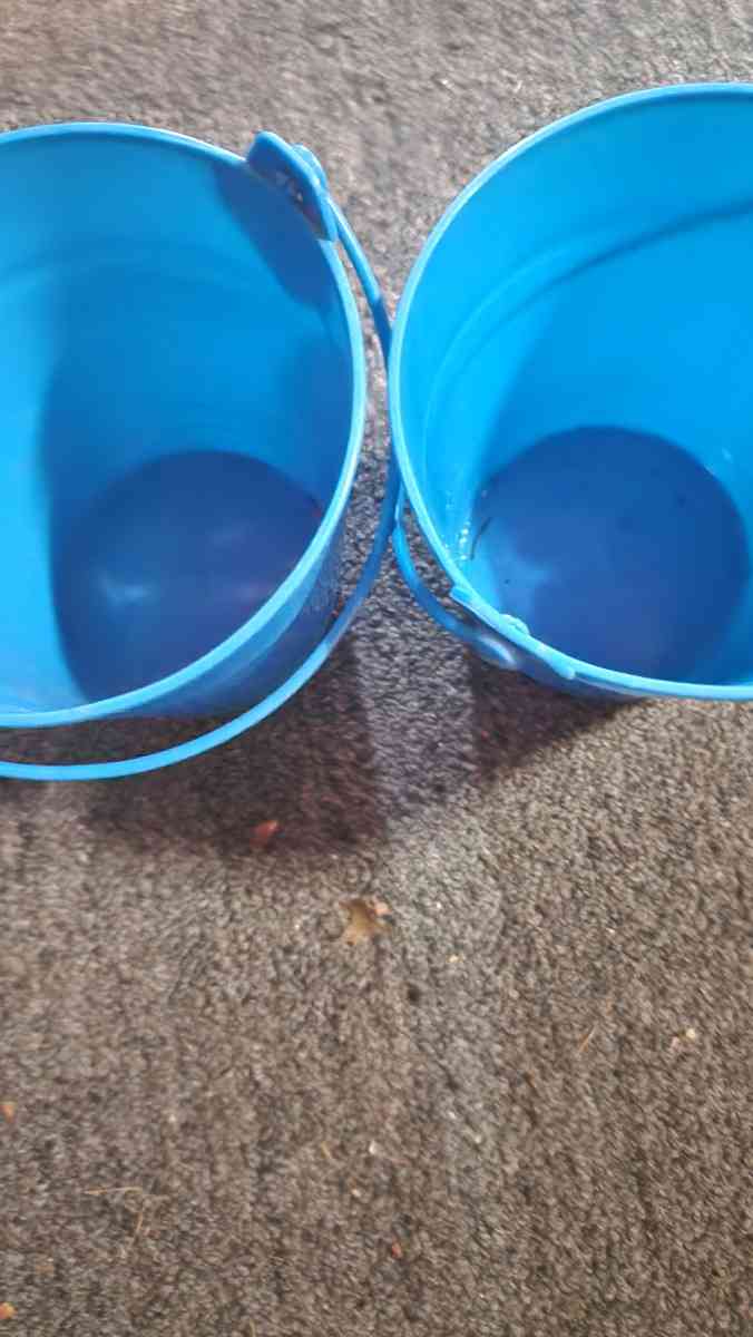 Small blue buckets perfect for pens on the desk - Hawley, Pennsylvania - FleaMarketBay