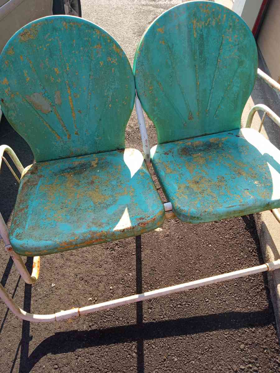 Vintage metal loveseat glider