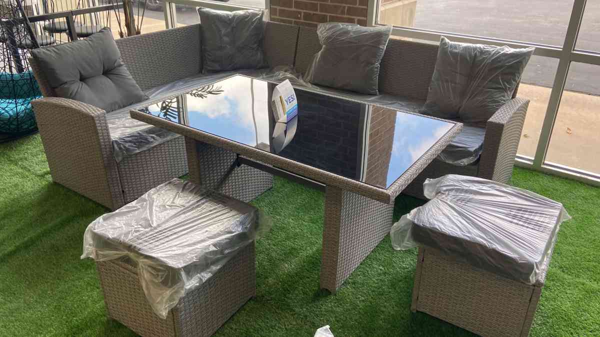 Patio sectional with gray cushions  we have delivery today 4 - Houston, Texas - FleaMarketBay