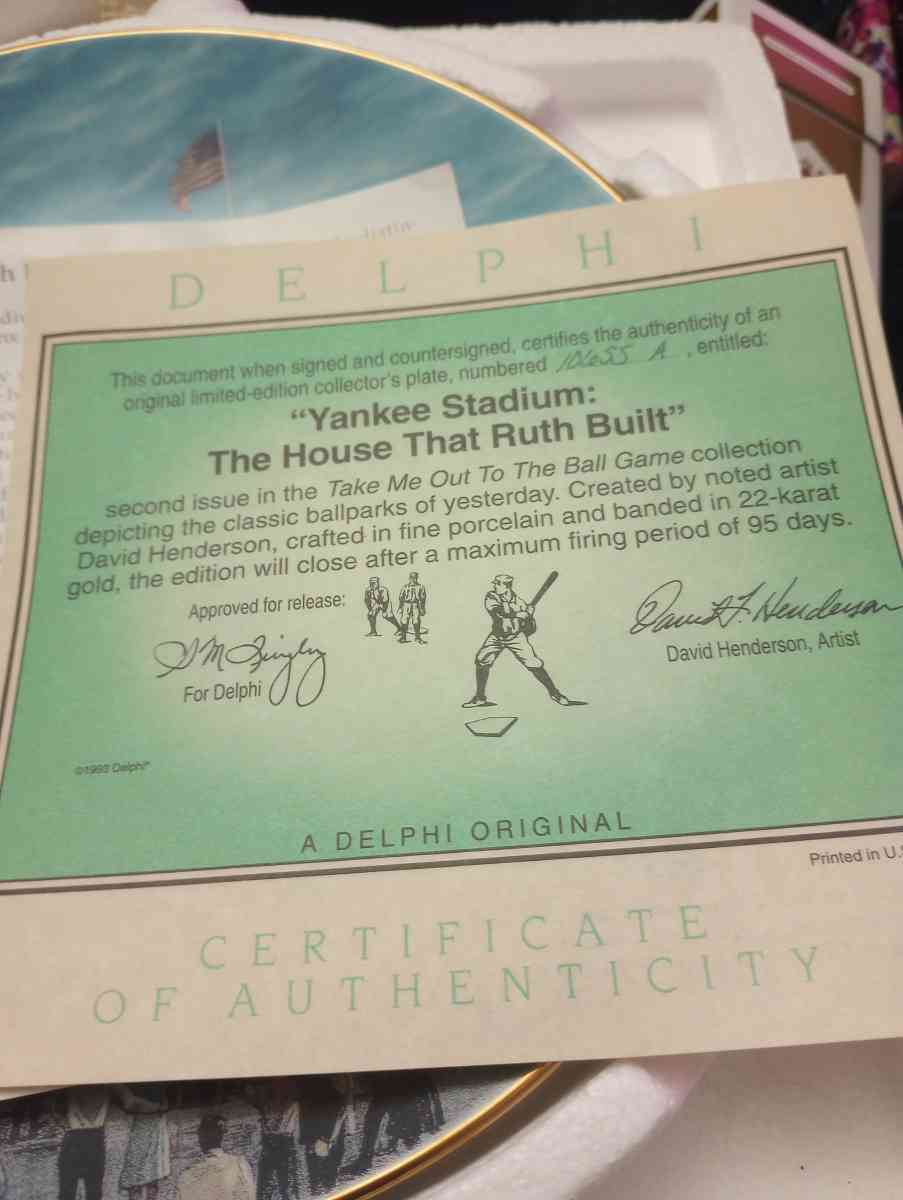 Yankee stadium ball park collectors plate - Catonsville, Maryland - FleaMarketBay