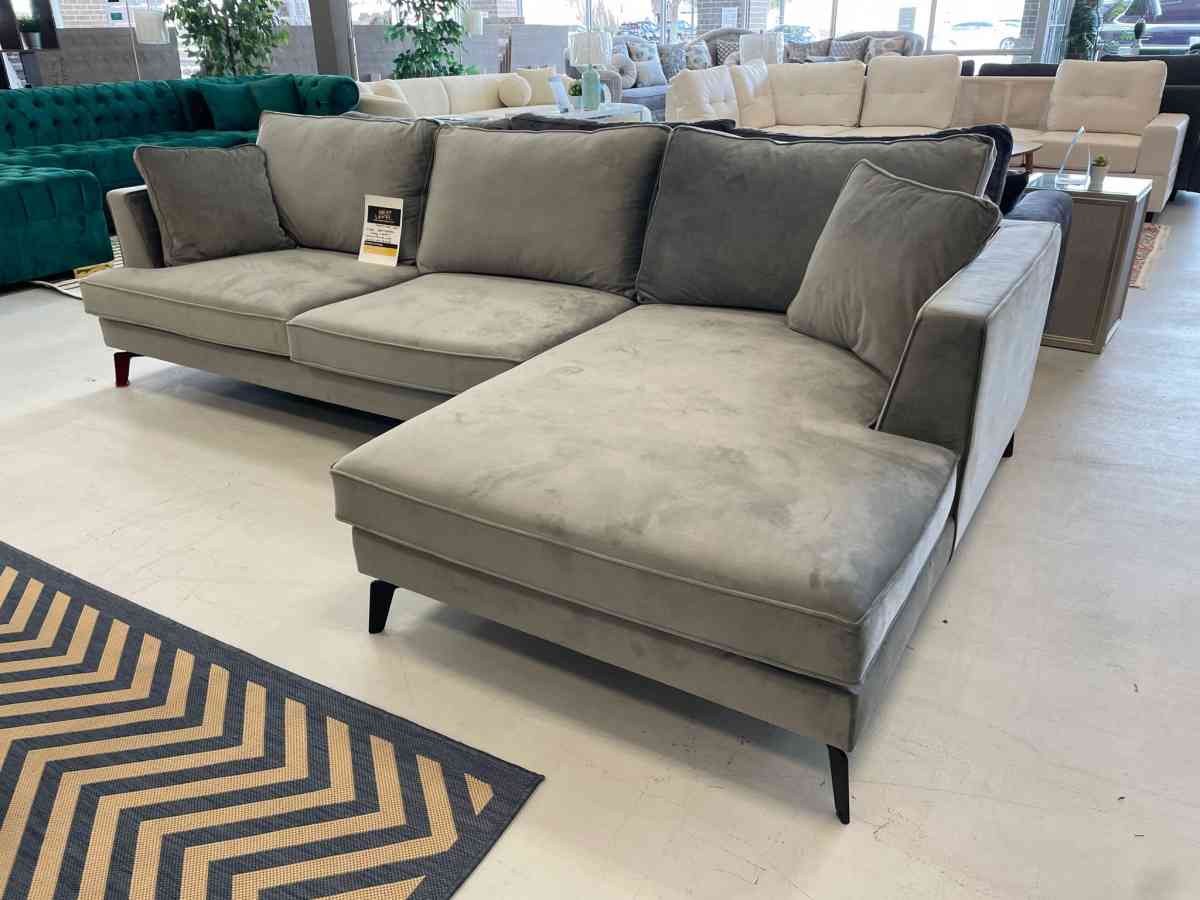 SPECIAL PRICE ON THIS MONTHTIKA GRAY VELVET SECTIONAL BRAND - Houston, Texas