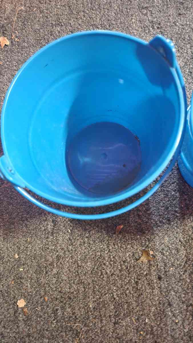 Small blue buckets perfect for pens on the desk - Hawley, Pennsylvania - FleaMarketBay