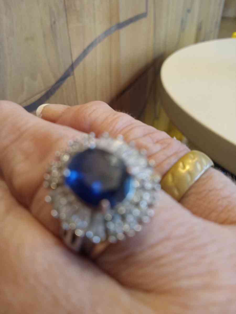 1ct Saphire Solitary with cz baguette sterling silver sz7 - Yantis, Texas