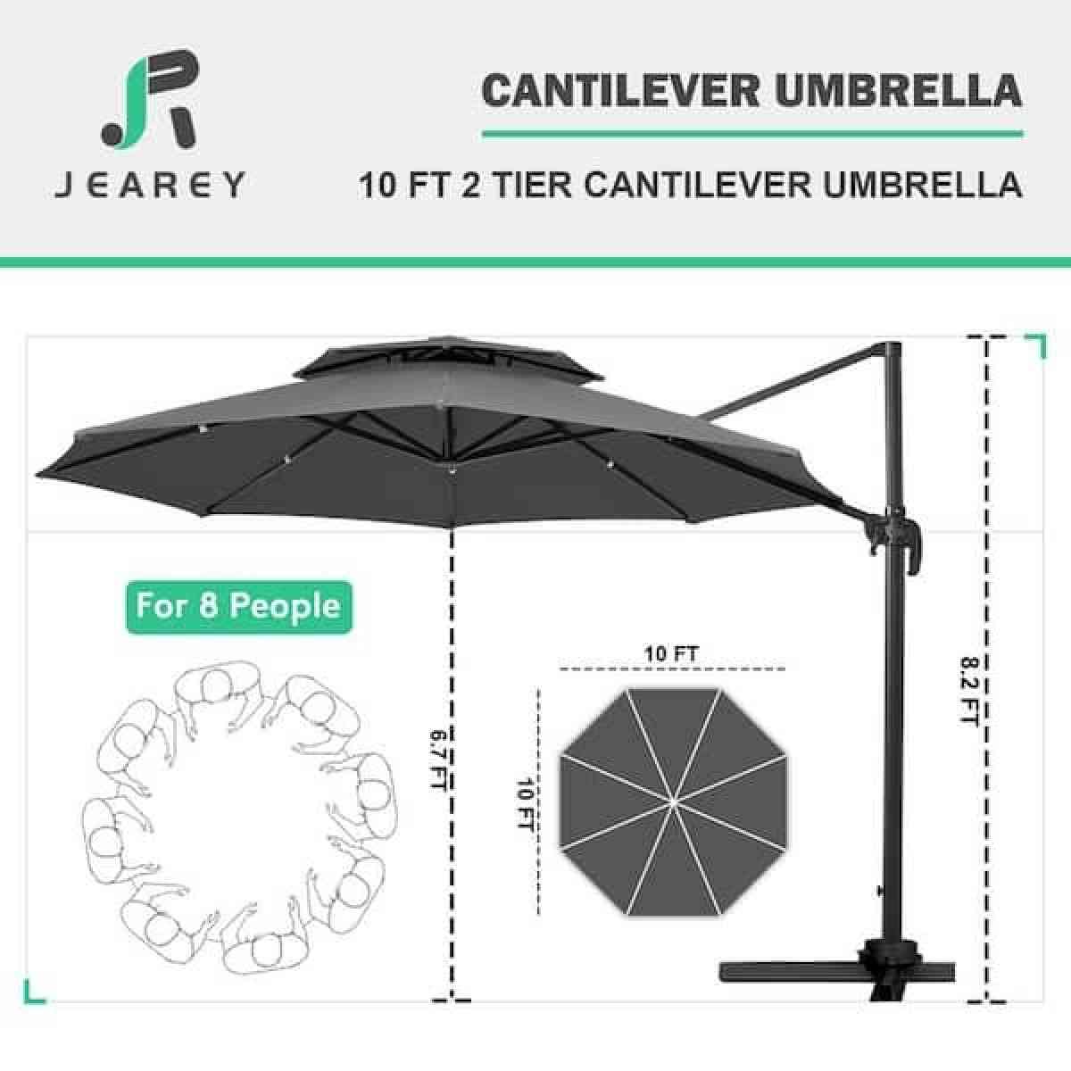 10FT Round Cantilever Patio Umbrella Double Top Roating Outd - Claremont, California - FleaMarketBay