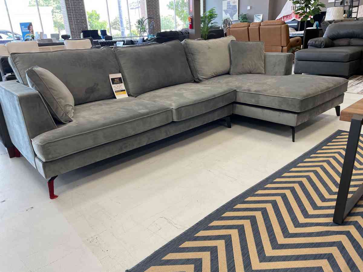 SPECIAL PRICE ON THIS MONTHTIKA GRAY VELVET SECTIONAL BRAND - Houston, Texas - FleaMarketBay