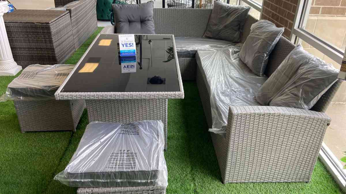 Patio sectional with gray cushions  we have delivery today 4 - Houston, Texas