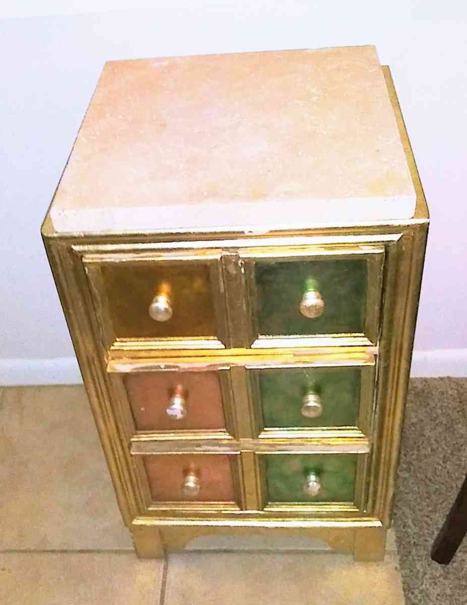 Antiqued Gold Flake Side Table - Orange Beach, Alabama