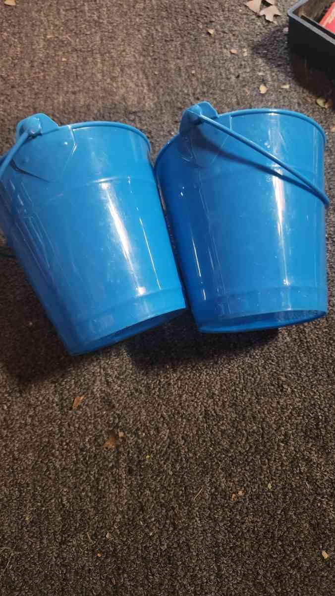 Small blue buckets perfect for pens on the desk - Hawley, Pennsylvania - FleaMarketBay