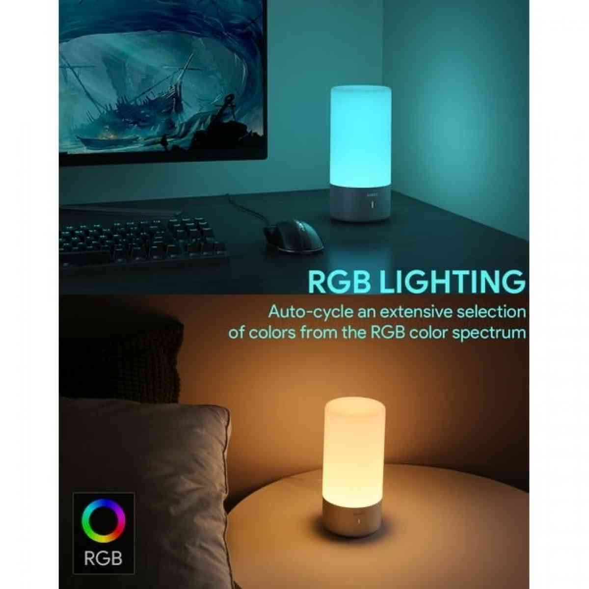 Table Lamp Touch Sensor Bedside Lamp with Color Changing RGB - Claremont, California - FleaMarketBay