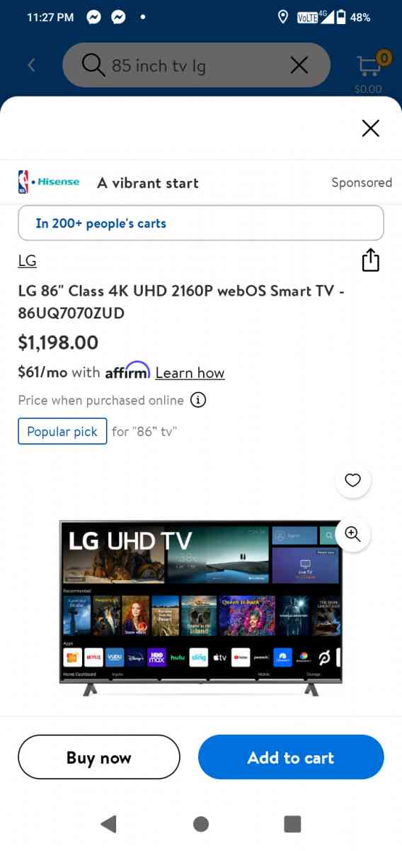 LG 86 SMART TV EXTRA THIN WITH AI AND BUILT IN ALEXA - Spokane, Washington - FleaMarketBay