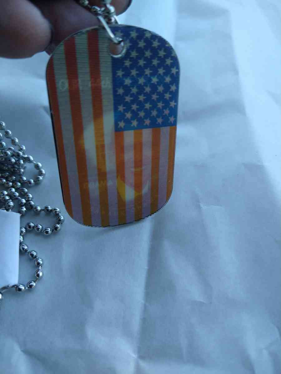 Barack Obama American Flag Dog Tag Style Necklace - Garland, Texas - FleaMarketBay