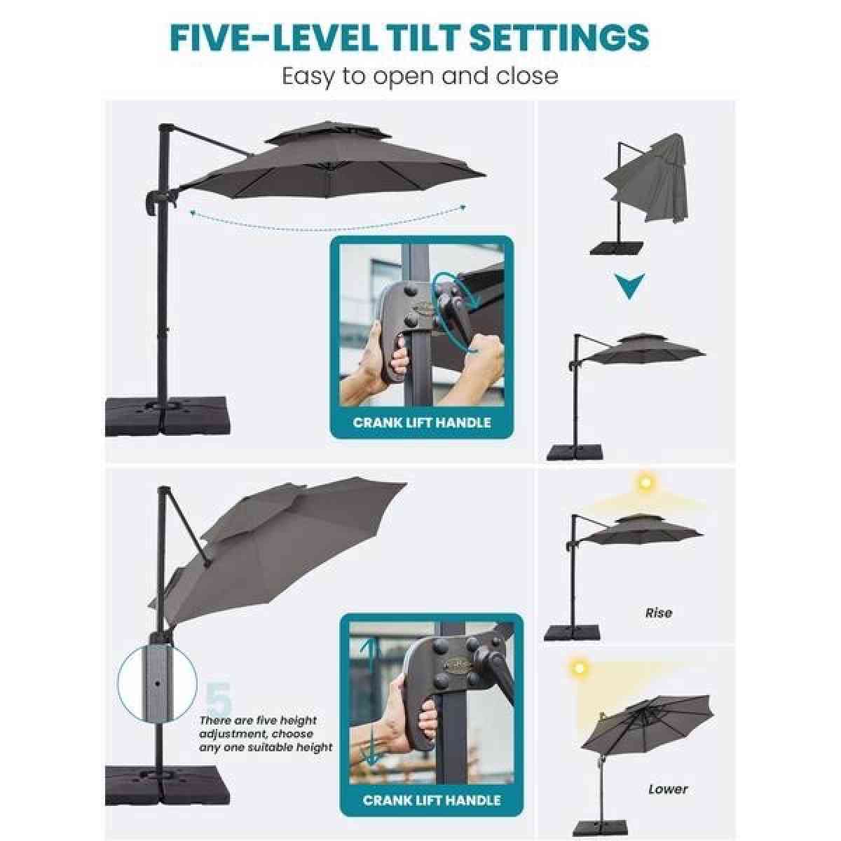 10FT Round Cantilever Patio Umbrella Double Top Roating Outd - Claremont, California - FleaMarketBay