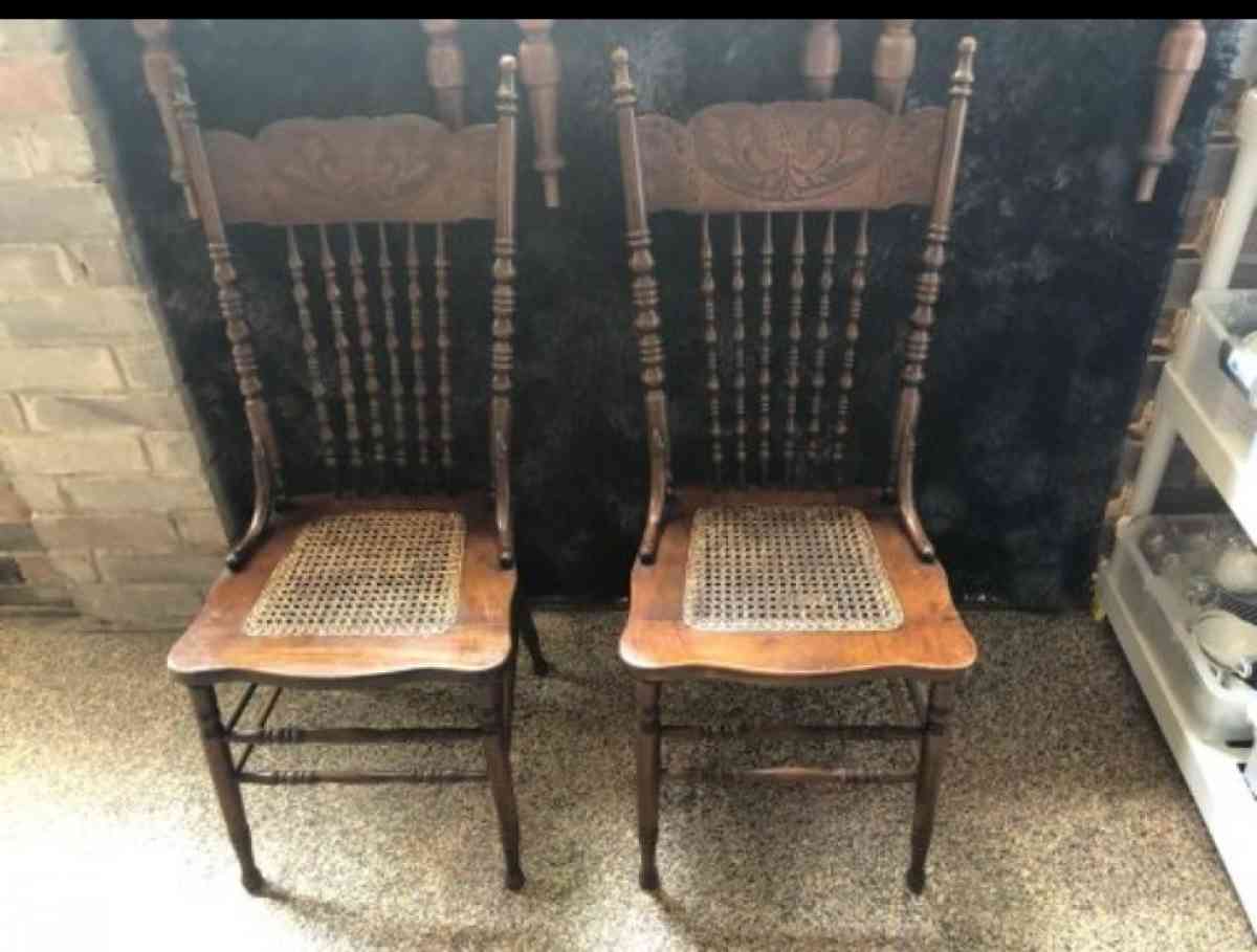 vintage Amish press back high chairs with cane seats 2 - Houston, Texas