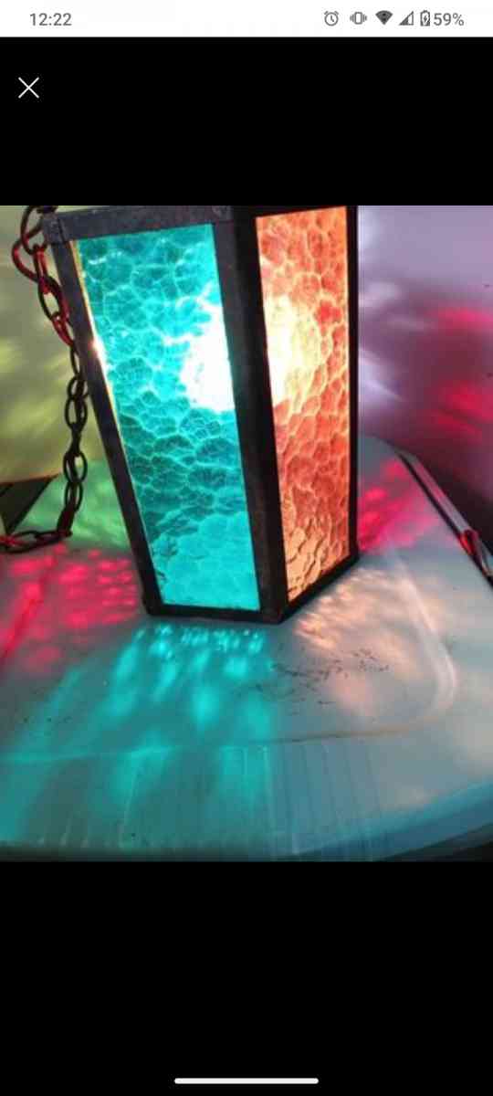 6 Sided Stained Glass Overhead Lamp - Lawrence, Kansas - FleaMarketBay