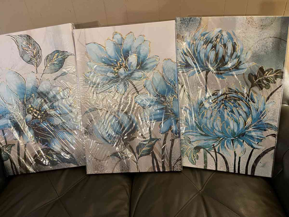 Blue Floral Canvas Set - Spartanburg, South Carolina - FleaMarketBay