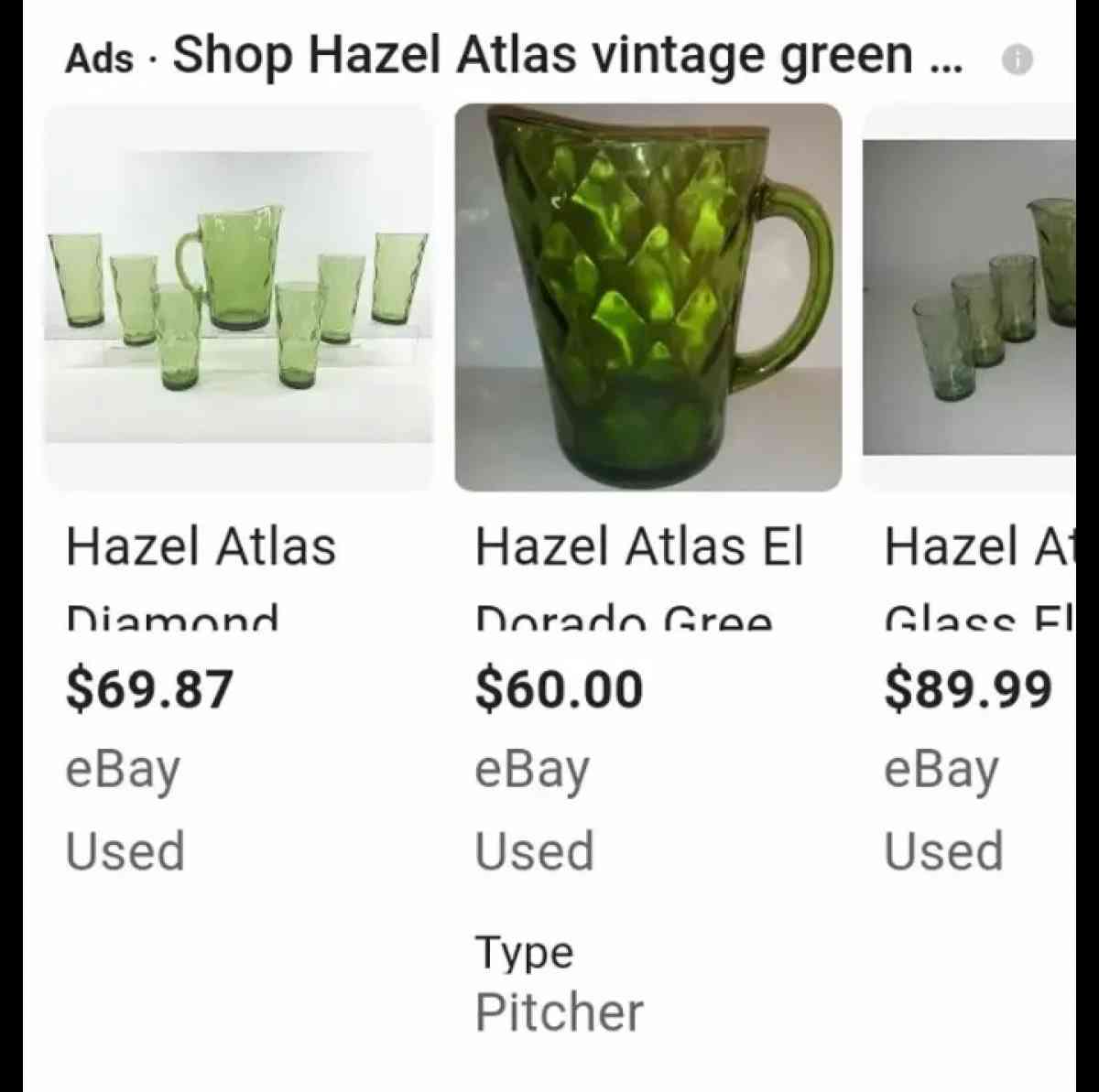 vintage hazel Atlas Green pitcher - Houston, Texas - FleaMarketBay