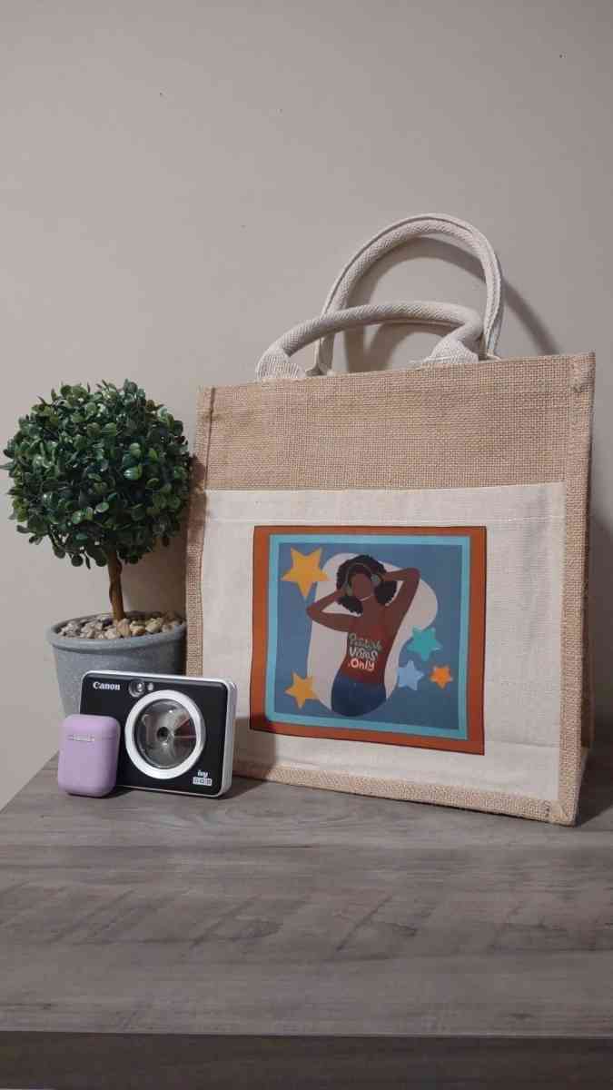 Jute Bag with frontal pocket - Lawrenceville, Georgia - FleaMarketBay