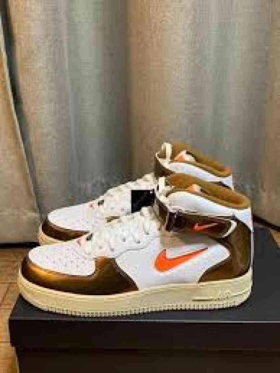 Nike Mid Qs Air Force 1 Us12 White Orange Ale Brown Shoe Sne - Admire, Kansas